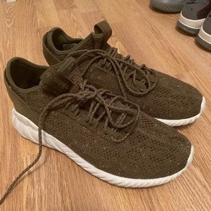 Army green Adidas tubular sneaker